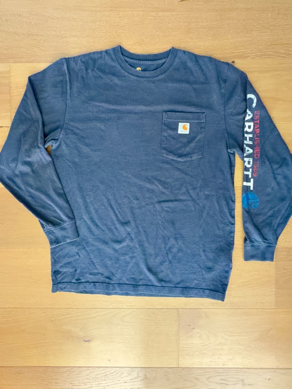 Carhartt K231 Long Sleeve Pocket Tee "Established 1889" Workwear Men's Medium